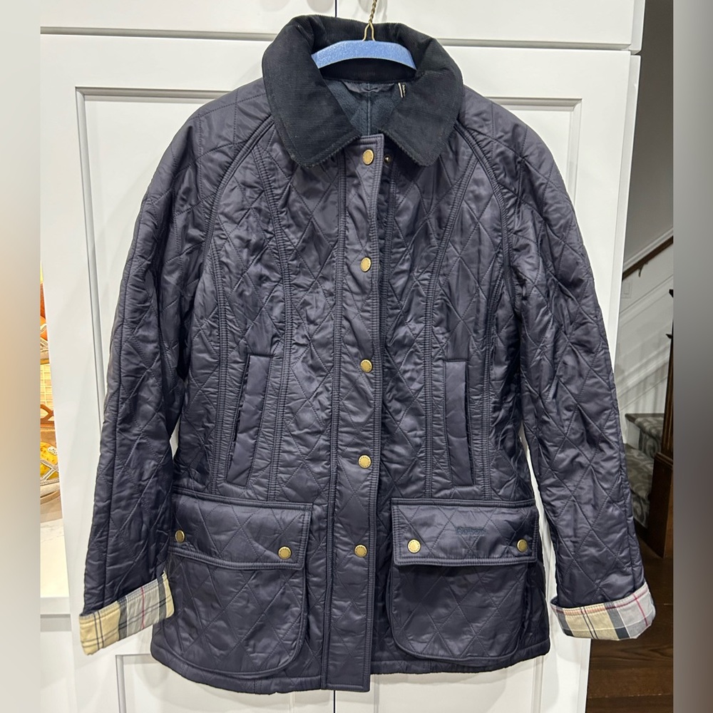 BARBOUR NEW Beadnell' Fleece lined Quilted Jacket Blue Size 1x $295 MSRP